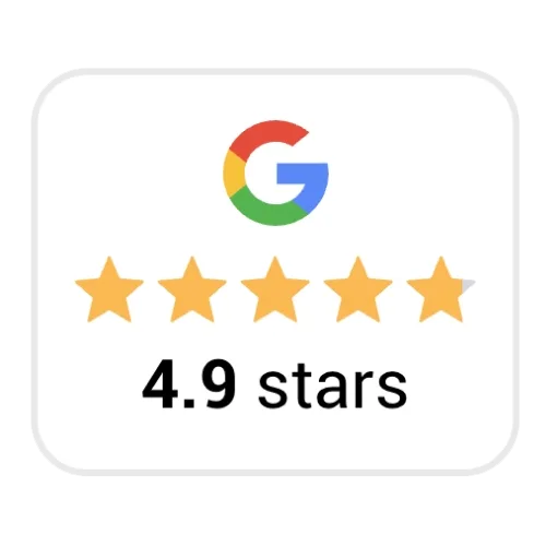 Google rating badge: 4.9 stars